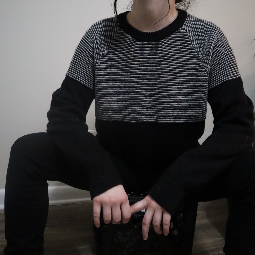 black stripped sweater